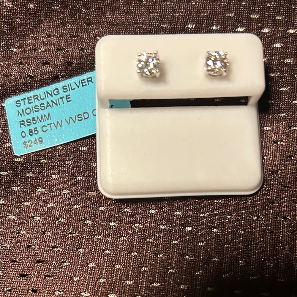 5mm Sterling Silver .85ct Moissanite Stud Earrings Screwbacks